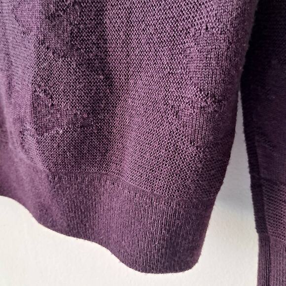 Ted Baker Dark Plum Embossed Floral Long Sleeve Crewneck Sweater -Size 5 (US XL) - Picture 11 of 12
